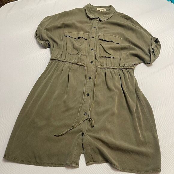 Rag Poets Dark Olive Green Dress Size Large - Picture 1 of 6